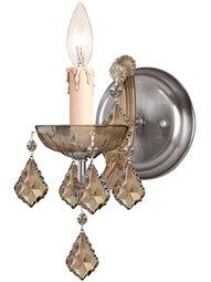 Maria Theresa Clear Crystal 1 Light Wall Mount in Antique Brass.